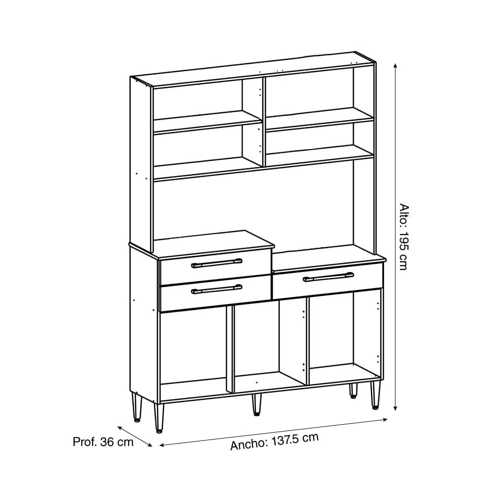 Mueble de Cocina Alacena para Microondas 73.5cm Blanco/Dakota